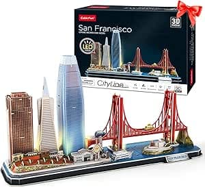 CubicFun 3D Puzzles for Kids Ages 10-14 LED San Francisco Cityline, Arts and Crafts for Kids Ages 8-12 STEM Projects for Kid Age 10-14 Gifts for 8 Year Old for Teens