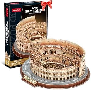 CubicFun 3D Puzzles for Adults Kids New Version Italy Rome Colosseum Jigsaw Puzzle DIY Building Model Kit Easter Gift for Boys Girls Age 10+, 163 Pieces Puzzles for Kids Ages 8-10