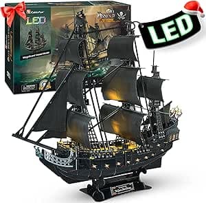 CubicFun 3D Puzzles for Adults Home Decor Pirate Ship Gifts for Men Women Model Kits Brain Teaser Puzzles for Christmas Adults Gifts,Queen Anne's Revenge 340 Pcs Dad'sGift