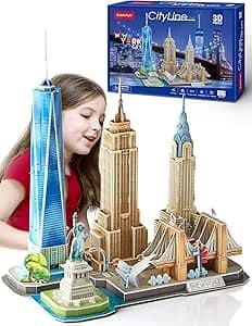 CubicFun 3D Puzzle - Puzzles for Kids Ages 8-10 New York City STEM Projects Arts and Crafts for Kids Ages 8-12 - Toys for Girls 8-10 - 8 Year Old Girl Birthday Gift for Kid 8-12