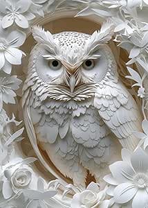 3D Owl Puzzles Paper Cut Art Puzzle 1000 Pieces for Adults, White Bird Jigsaw Puzzle Jungle Animal, Challenging Puzzles Hard Puzzle for Family Decorations