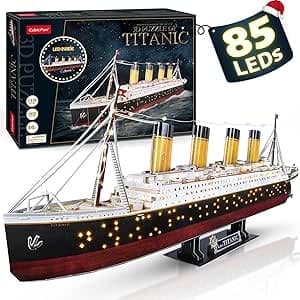 CubicFun Titanic 3D LED Puzzles for Adults 88 CM 266 Pieces,Titanic Toys for Teens, Home Decor Birthday Gifts Adults
