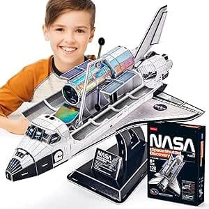 NASA Space Shuttle Discovery Cubicfun 3D Puzzles for Adults Kids Space Toys for Boys 5-8 Rocket Ship Puzzles for Kids Ages 8-10 12-14 Crafts for Adult Space Exploration Puzzle, 126 Pieces