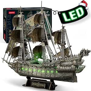 CubicFun 3D Puzzles for Adults - LED Flying Dutchman 3D Puzzle, 360-pieces - Desk Decor for Home Office - Christmas Aduls Teacher Gifts Stocking Stuffers