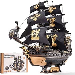 ROKR 3D Wooden Puzzles for Adults,Seahorse Barque Model kit, 603 Piece 3D Puzzles for Adults&Teens,Ideal Gift for Adults