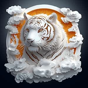 Wooden Puzzles for Adults, 3D Visual Effect Paper Tiger Puzzle, Wood Puzzles Adult, Unique Animal Shape, Paper Sculpture Modern Art Puzzle, Gifts for Friend, Canvas Wall Art (M-11.4 * 11.4in-200 pcs)